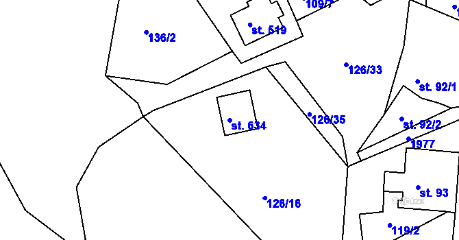 Parcela st. 634 v KÚ Abertamy, Katastrální mapa