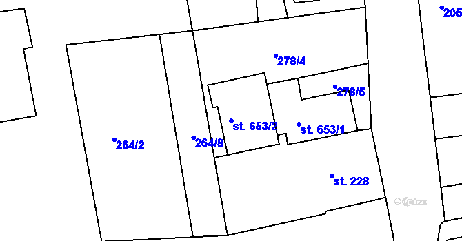 Parcela st. 653/2 v KÚ Abertamy, Katastrální mapa
