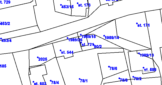 Parcela st. 721 v KÚ Abertamy, Katastrální mapa