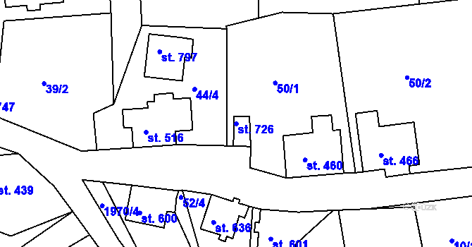 Parcela st. 726 v KÚ Abertamy, Katastrální mapa