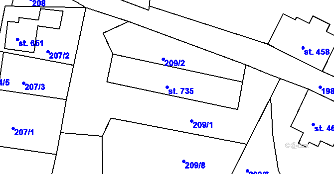 Parcela st. 735 v KÚ Abertamy, Katastrální mapa