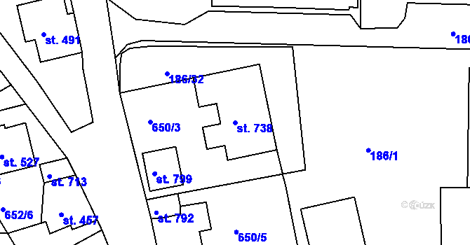 Parcela st. 738 v KÚ Abertamy, Katastrální mapa