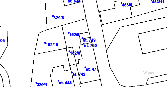 Parcela st. 750 v KÚ Abertamy, Katastrální mapa