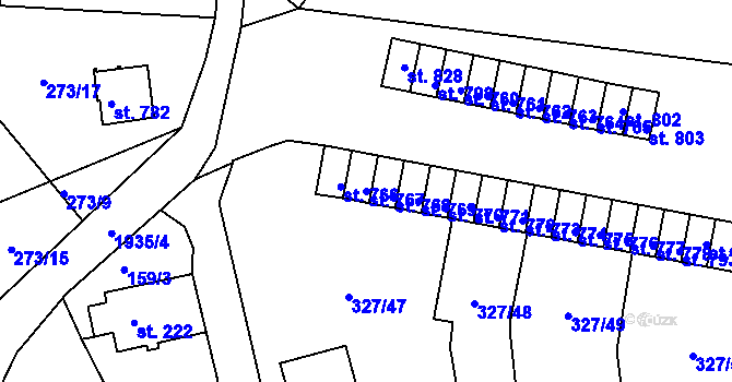 Parcela st. 767 v KÚ Abertamy, Katastrální mapa