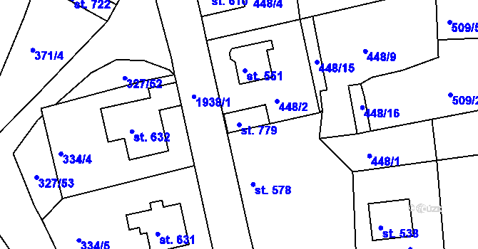 Parcela st. 779 v KÚ Abertamy, Katastrální mapa