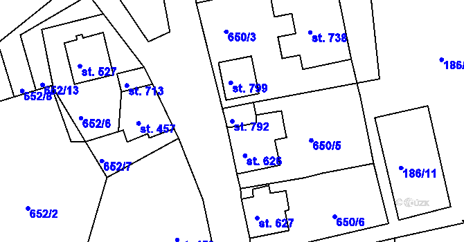 Parcela st. 792 v KÚ Abertamy, Katastrální mapa