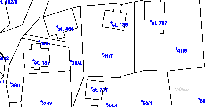 Parcela st. 41/7 v KÚ Abertamy, Katastrální mapa