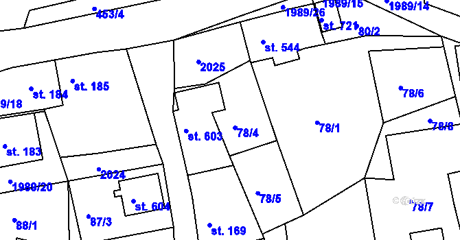 Parcela st. 78/4 v KÚ Abertamy, Katastrální mapa