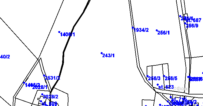 Parcela st. 243/1 v KÚ Abertamy, Katastrální mapa