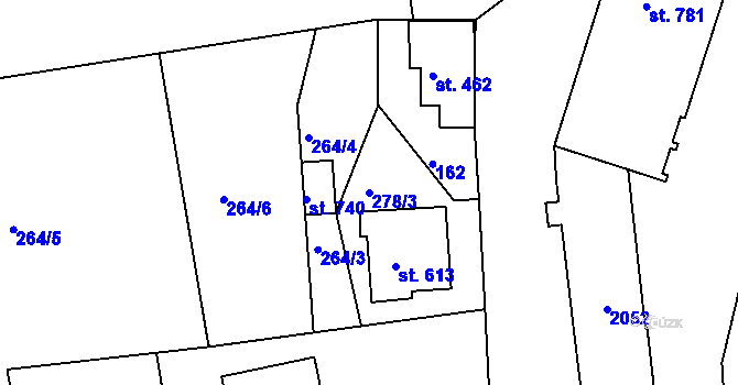 Parcela st. 278/3 v KÚ Abertamy, Katastrální mapa