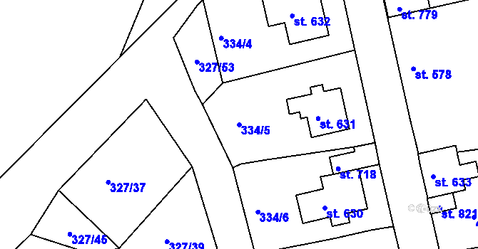 Parcela st. 334/5 v KÚ Abertamy, Katastrální mapa