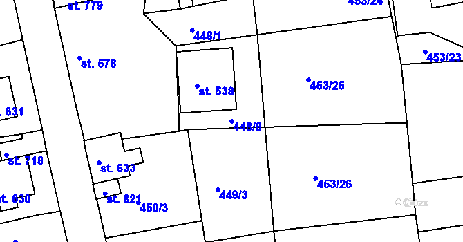 Parcela st. 448/8 v KÚ Abertamy, Katastrální mapa