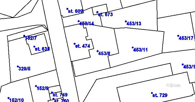 Parcela st. 453/8 v KÚ Abertamy, Katastrální mapa