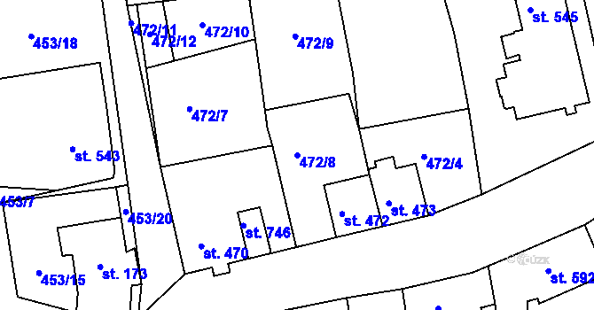 Parcela st. 472/8 v KÚ Abertamy, Katastrální mapa