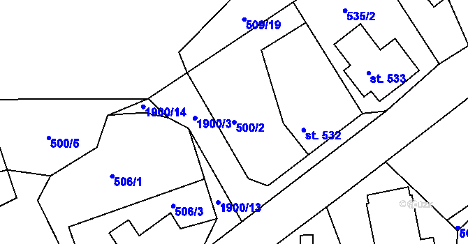 Parcela st. 500/2 v KÚ Abertamy, Katastrální mapa