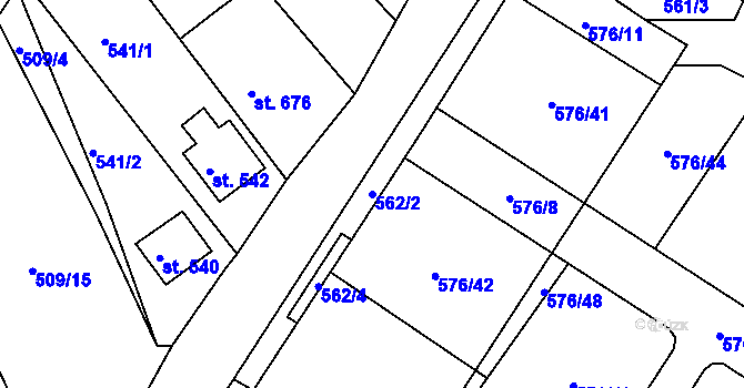 Parcela st. 562/2 v KÚ Abertamy, Katastrální mapa
