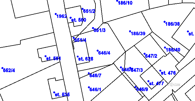 Parcela st. 646/4 v KÚ Abertamy, Katastrální mapa