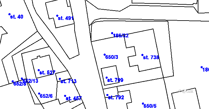 Parcela st. 650/3 v KÚ Abertamy, Katastrální mapa