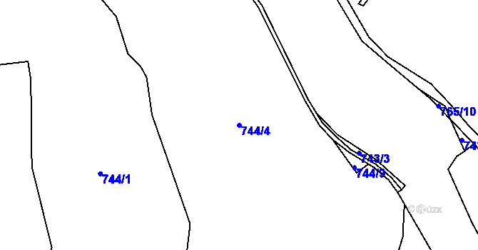 Parcela st. 744/4 v KÚ Abertamy, Katastrální mapa