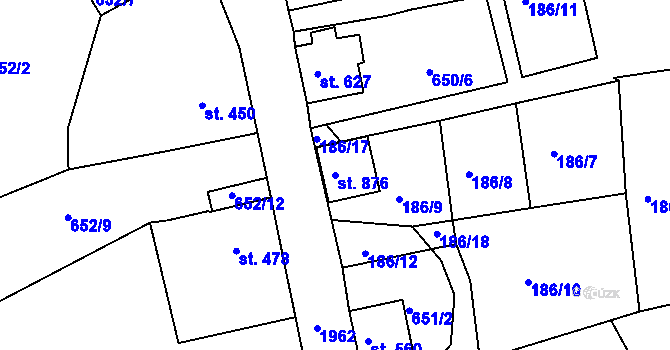 Parcela st. 876 v KÚ Abertamy, Katastrální mapa