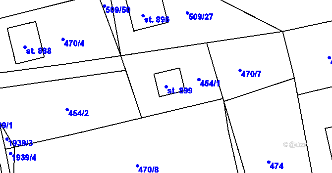 Parcela st. 899 v KÚ Abertamy, Katastrální mapa
