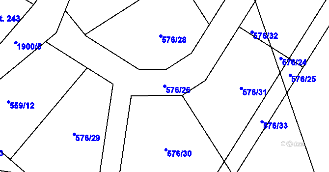 Parcela st. 576/26 v KÚ Abertamy, Katastrální mapa