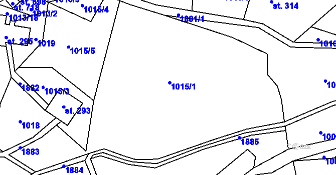 Parcela st. 1015/1 v KÚ Hřebečná, Katastrální mapa