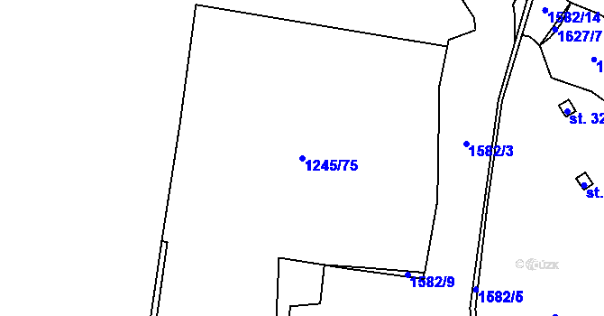 Parcela st. 1245/75 v KÚ Hřebečná, Katastrální mapa