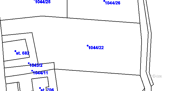 Parcela st. 1044/22 v KÚ Hřebečná, Katastrální mapa