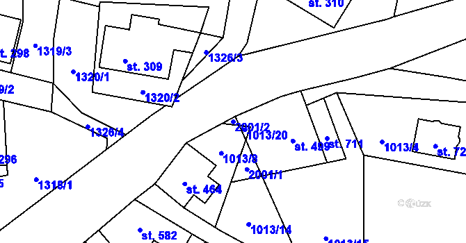 Parcela st. 2001/2 v KÚ Hřebečná, Katastrální mapa