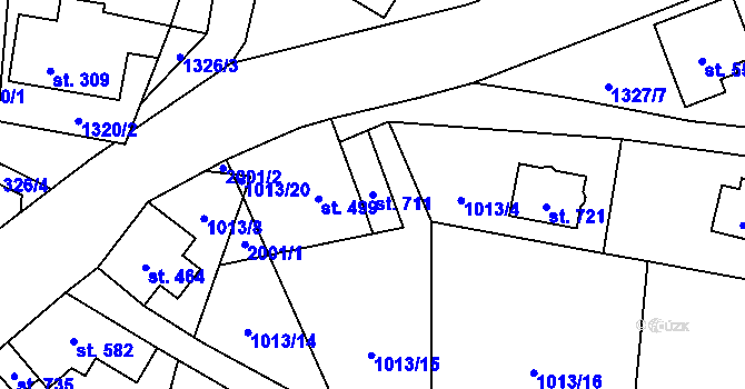 Parcela st. 711 v KÚ Hřebečná, Katastrální mapa