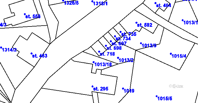 Parcela st. 718 v KÚ Hřebečná, Katastrální mapa