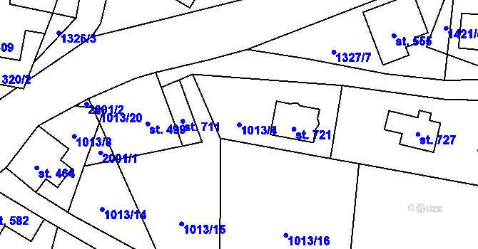 Parcela st. 1013/4 v KÚ Hřebečná, Katastrální mapa