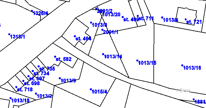 Parcela st. 1013/14 v KÚ Hřebečná, Katastrální mapa