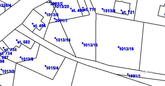 Parcela st. 1013/15 v KÚ Hřebečná, Katastrální mapa