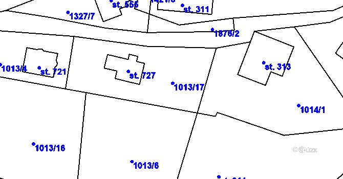 Parcela st. 1013/17 v KÚ Hřebečná, Katastrální mapa
