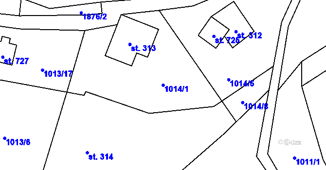 Parcela st. 1014/1 v KÚ Hřebečná, Katastrální mapa