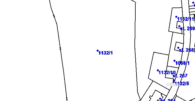 Parcela st. 1132/1 v KÚ Hřebečná, Katastrální mapa