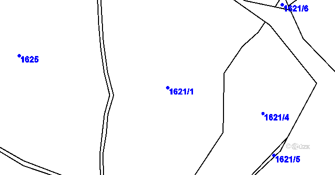 Parcela st. 1621/1 v KÚ Hřebečná, Katastrální mapa