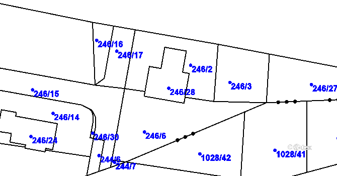 Parcela st. 246/28 v KÚ Adamov u Českých Budějovic, Katastrální mapa