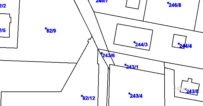 Parcela st. 243/6 v KÚ Adamov u Českých Budějovic, Katastrální mapa