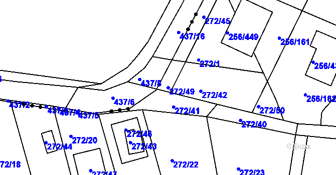 Parcela st. 272/49 v KÚ Adamov u Českých Budějovic, Katastrální mapa