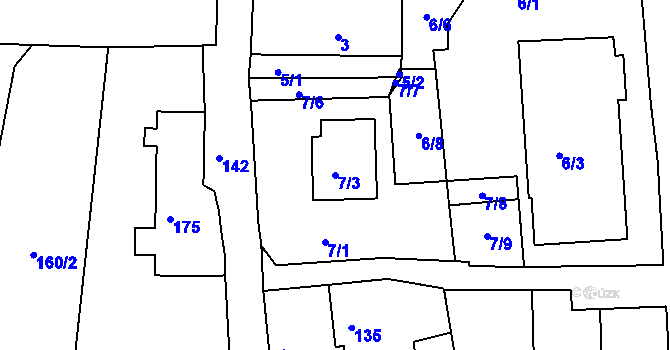 Parcela st. 7/3 v KÚ Adamov u Českých Budějovic, Katastrální mapa