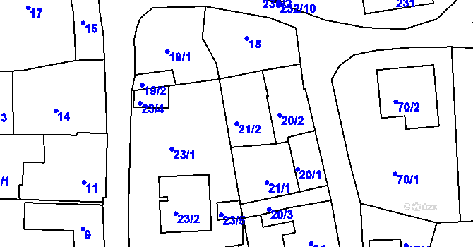 Parcela st. 21/2 v KÚ Adamov u Českých Budějovic, Katastrální mapa