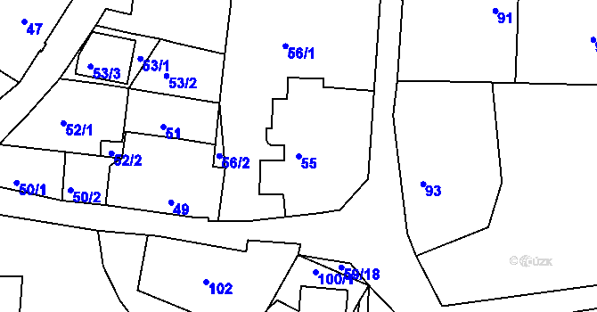 Parcela st. 55 v KÚ Adamov u Českých Budějovic, Katastrální mapa