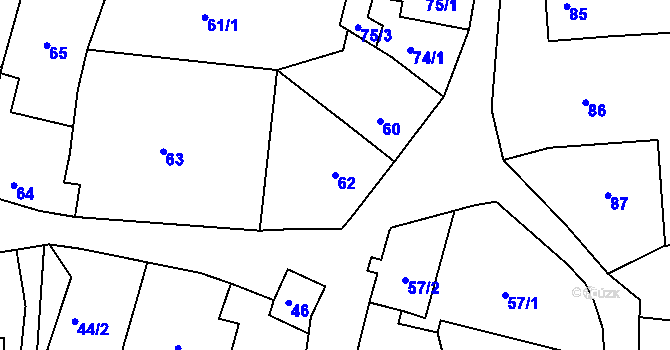 Parcela st. 62 v KÚ Adamov u Českých Budějovic, Katastrální mapa