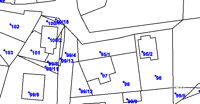 Parcela st. 95/1 v KÚ Adamov u Českých Budějovic, Katastrální mapa