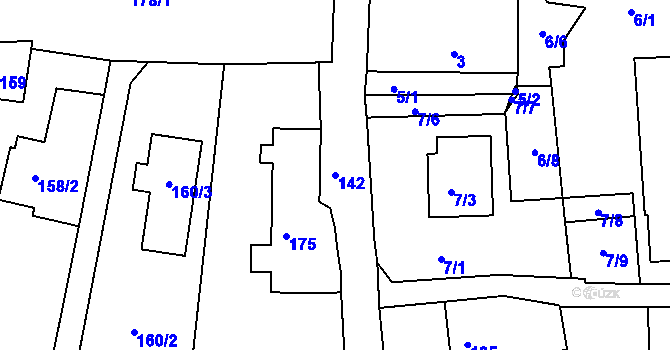 Parcela st. 142 v KÚ Adamov u Českých Budějovic, Katastrální mapa