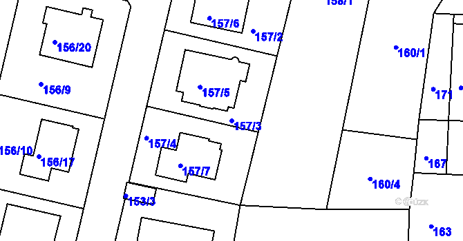 Parcela st. 157/3 v KÚ Adamov u Českých Budějovic, Katastrální mapa