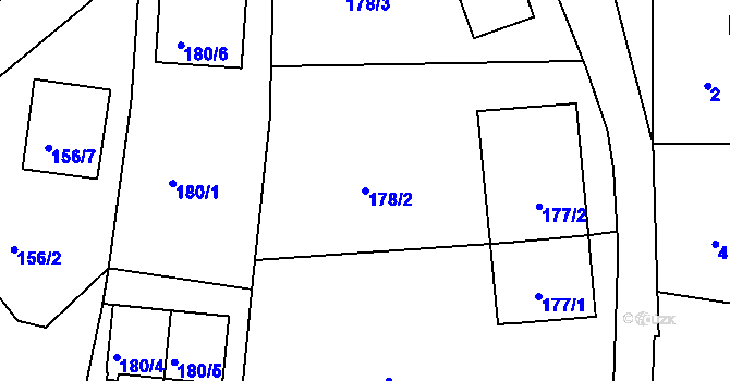 Parcela st. 178/2 v KÚ Adamov u Českých Budějovic, Katastrální mapa